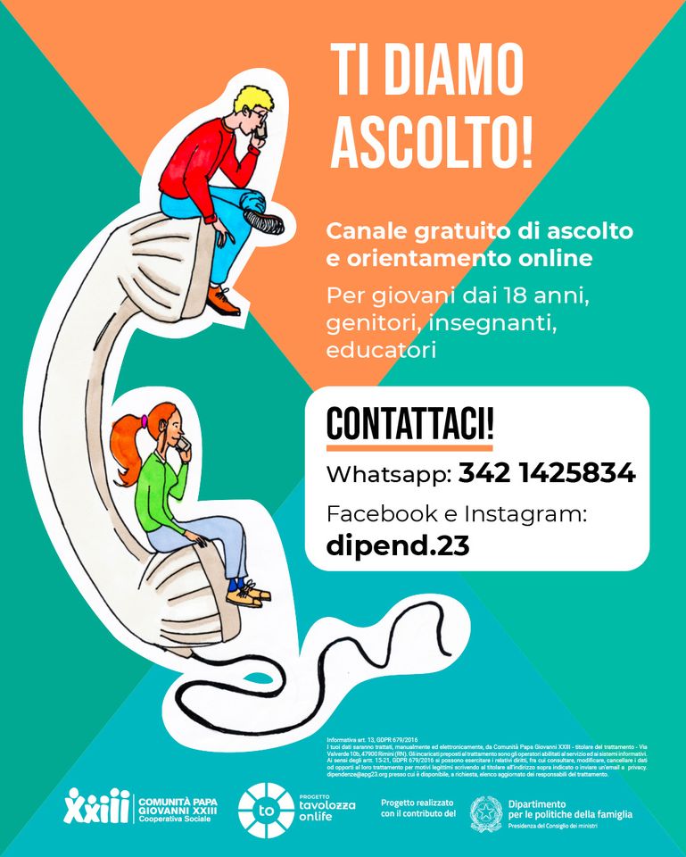 Uno sportello d’ascolto online per le problematiche giovanili